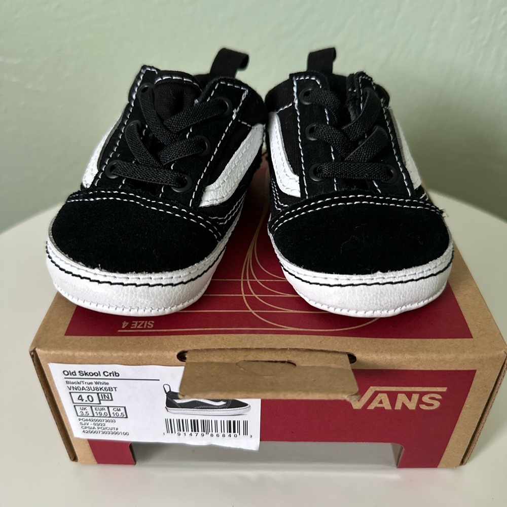 Vans Kids Old Skool Crib Shoes - Black and White